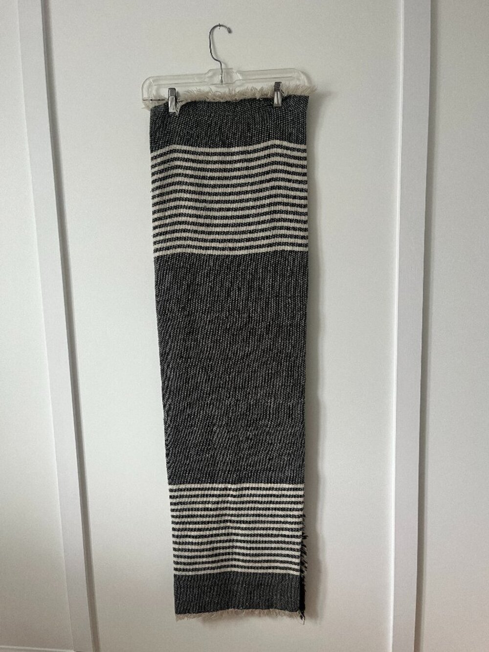 Dark Grey + White Large Square Scarf